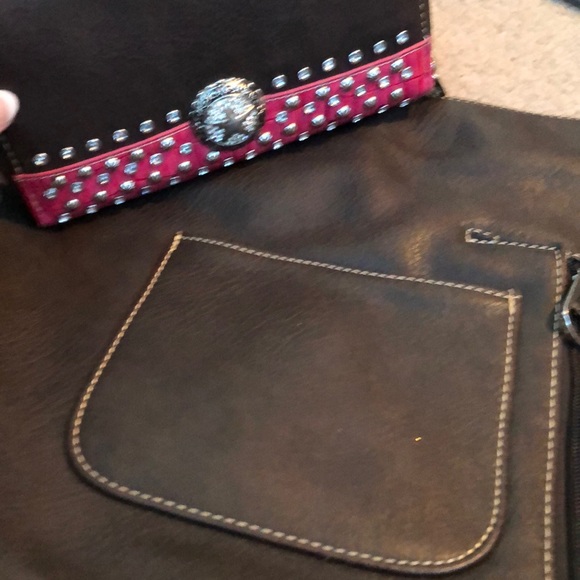 Ladies purse & matching wallet in brown & pink - Picture 5 of 8